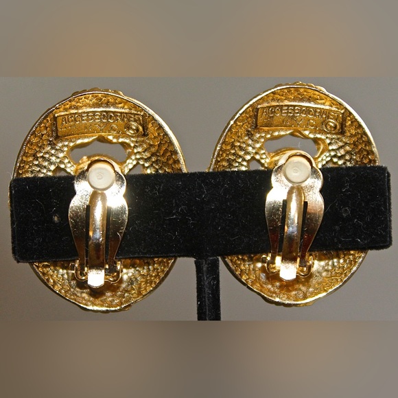 ACCESSORCRAFT N.Y.C. EARRING GOLD PEARL CLIP ON VINTAGE 1990’s - Picture 5 of 7